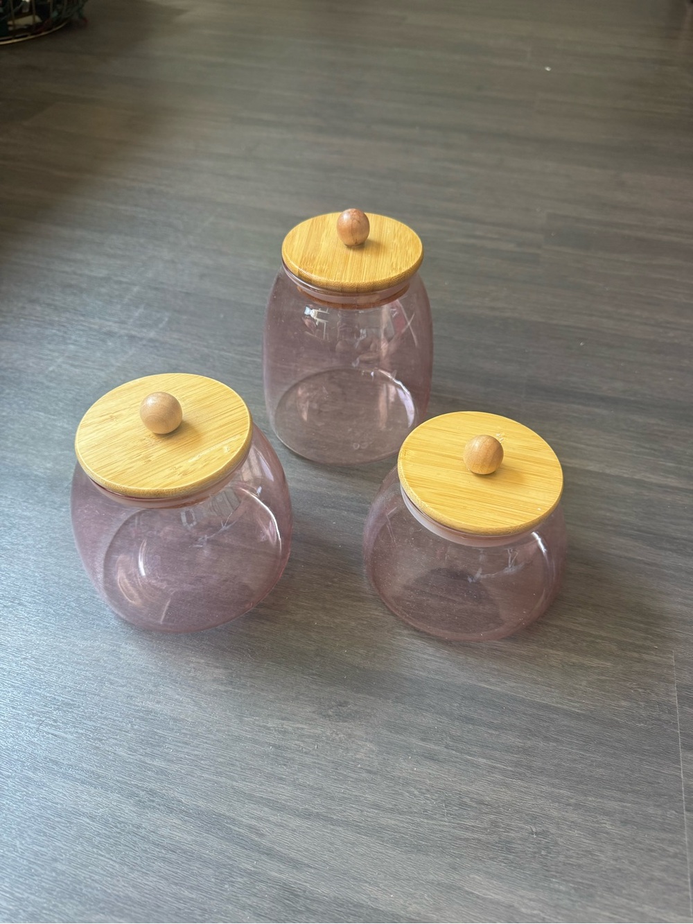 Target Pink Glass Pantry Jars with Bamboo Lids - Set of 3